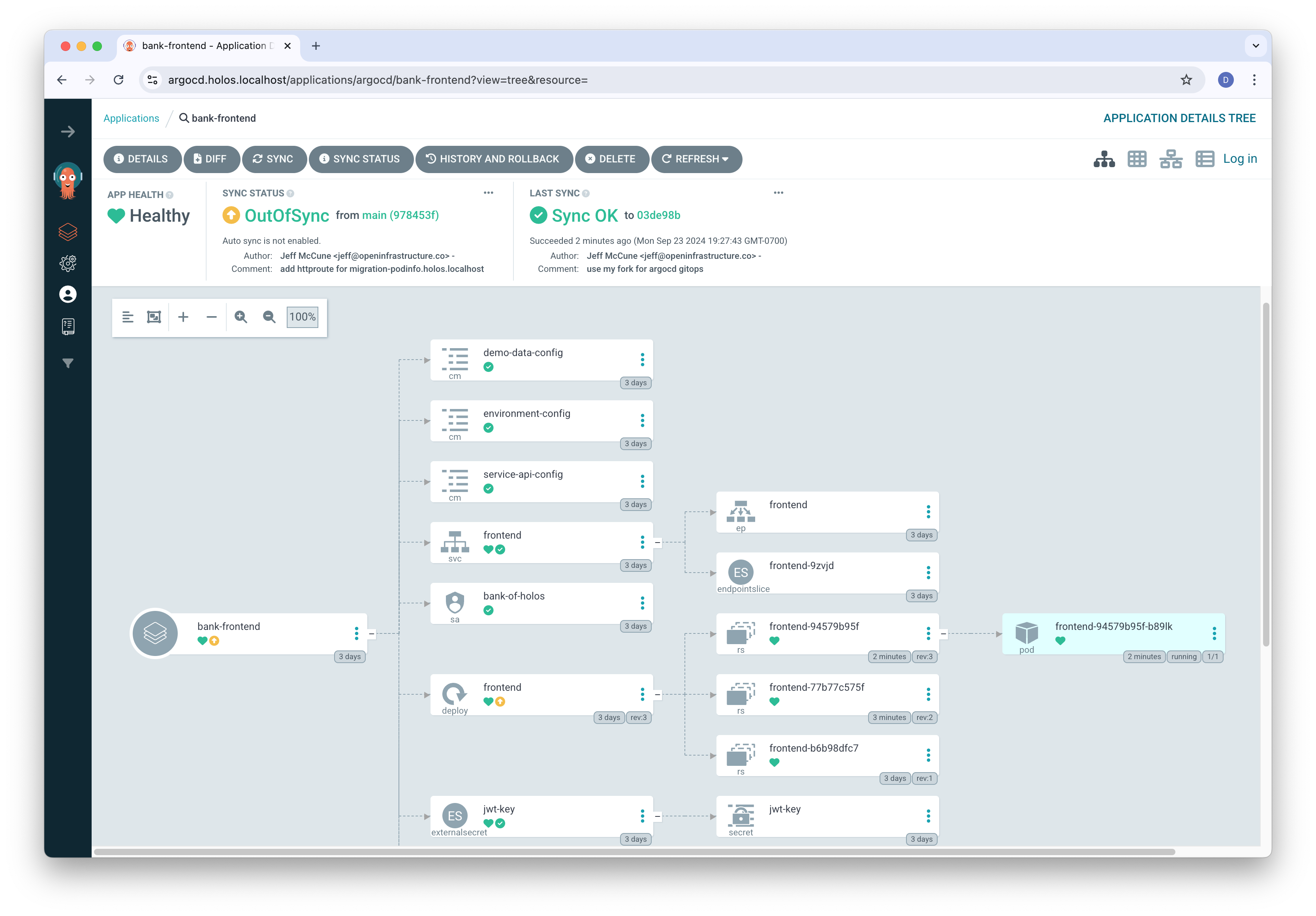 bank-frontend out of sync